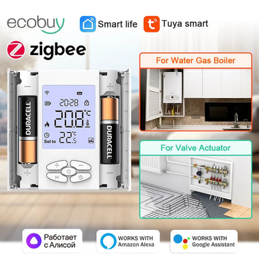 Tuya Zigbee Thermostat Smart Heating Battery For Water Gas Boiler Floor Heating  Controller Alexa Google Home Assistant Alice